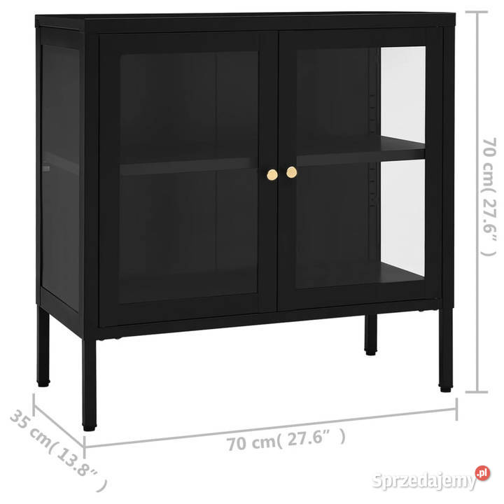 Szafka boczna czarna 70x35x70 stal i szkło Warszawa