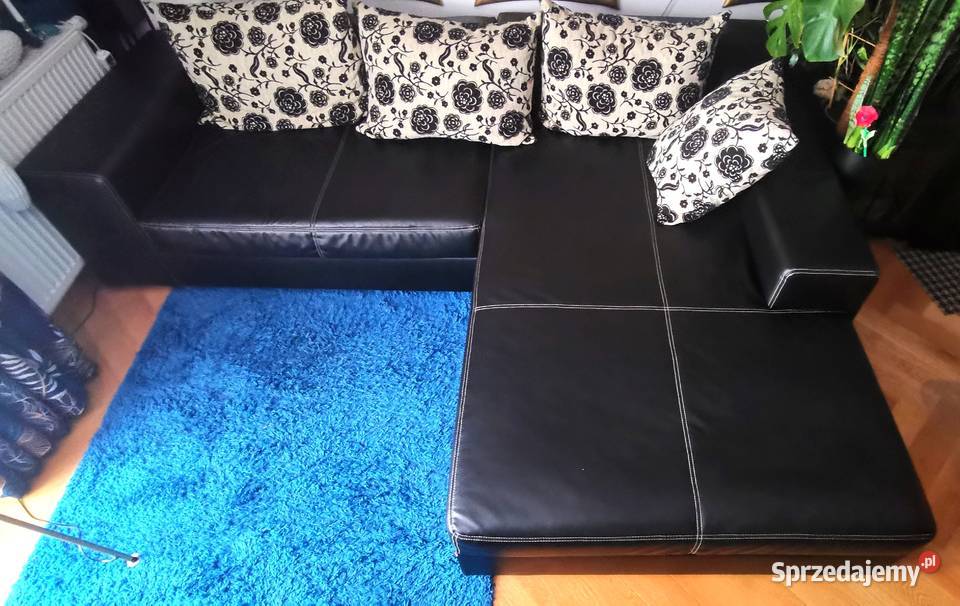 Narożnik z funkcją spania skrzynią skóra ekologiczna Sofy i kanapy Pogórze sprzedam