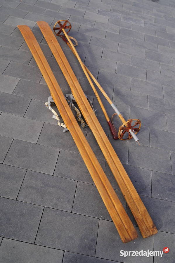 Stare narty drewniane 180 kijki Pruchnik