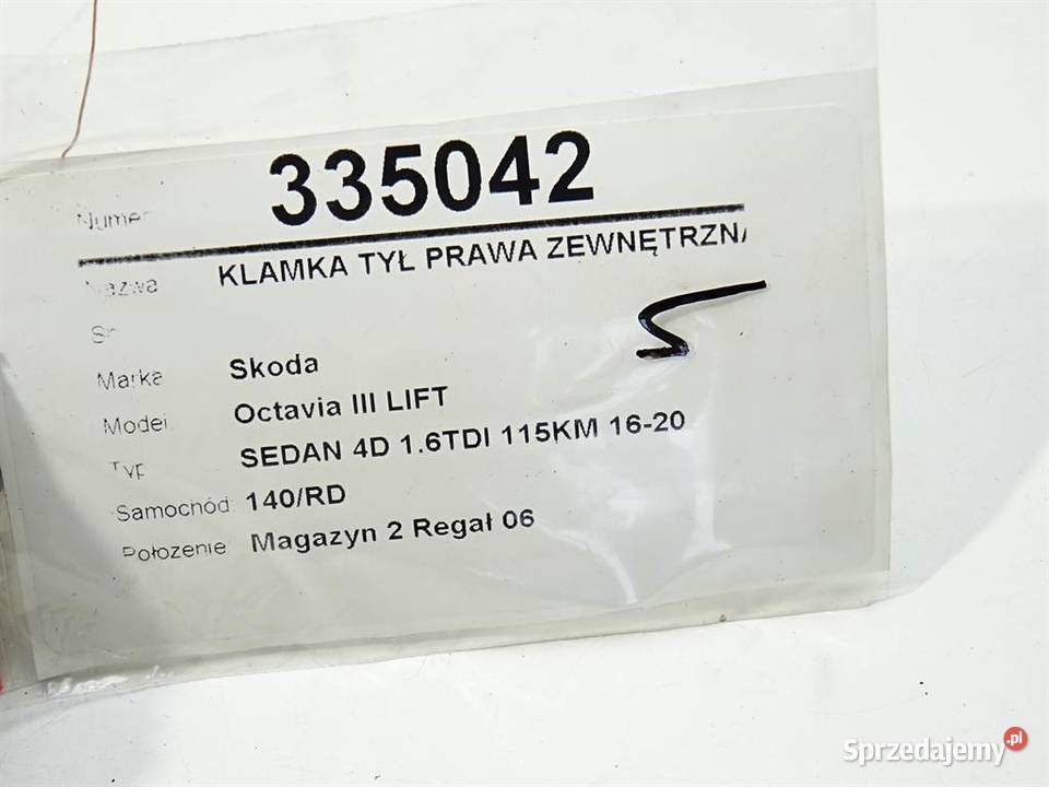 KLAMKA TYŁ PRAWA ZEWNĘTRZNA SKODA OCTAVIA III sprzedam