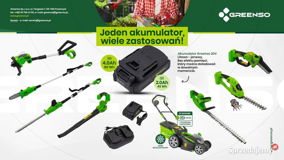 Kosiarka akumulatorowa Greenso 37 2x20V Złocieniec