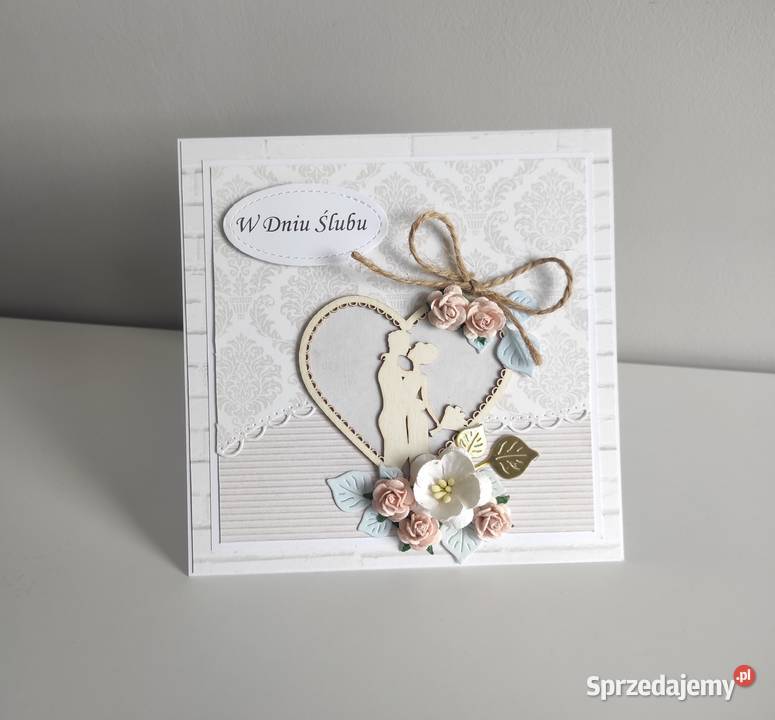 Kartka na ślub ręcznie robiona handmade serce Łódź