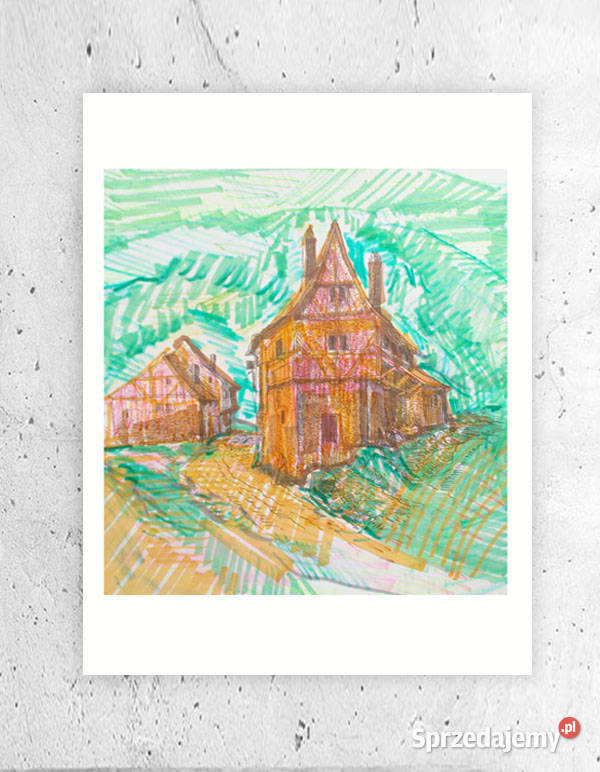 rustykalny plakat A4 wieś obrazek 21x30mały Plakaty Opole