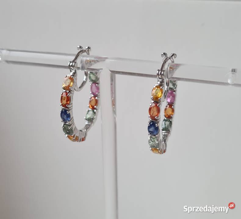 Srebrne kolczyki z szafirami korowymi Otwock