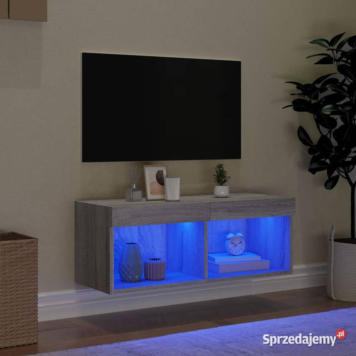 Szafka TV z oświetleniem LED szary dąb sonoma Warszawa