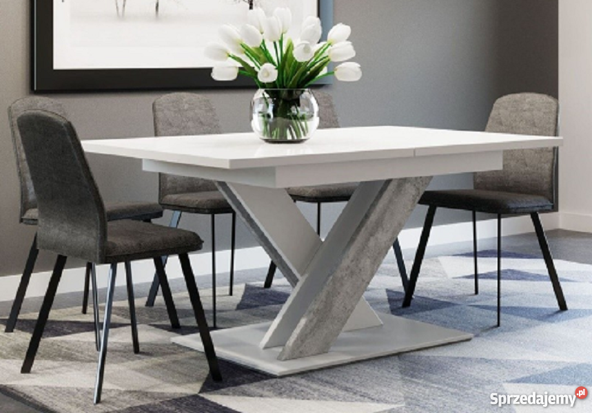 Stół rozkładany Nowoczesny Biały połysk Biały mazowieckie Warszawa