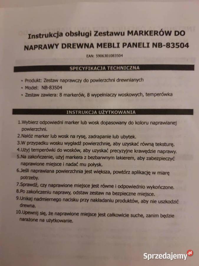 Zestaw naprawczy do mebli drewna paneli 17 Wrocław sprzedam