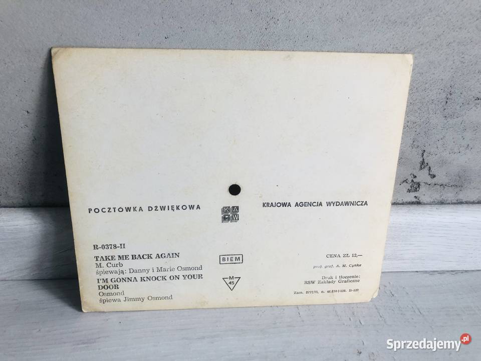 Pocztówka dźwiękowa Danny i Marie Osmond Take me Łódź