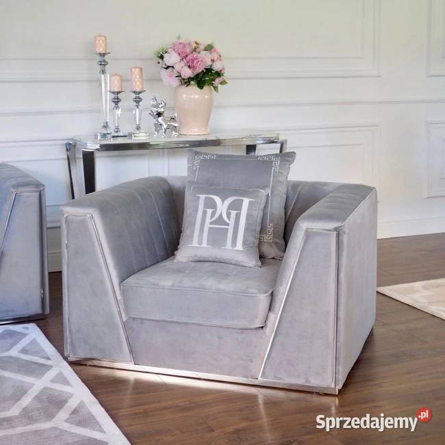 Fotel Monte Carlo Glamour Tapicerowany Szary Fotele Meble Warszawa