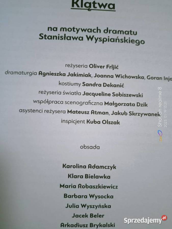Klątwa program teatralny księgarnia Praga Warszawa
