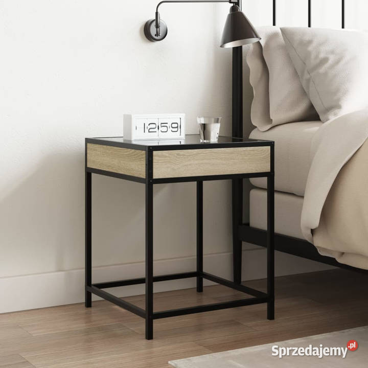 Stolik nocny z LED Infinity dąb sonoma 40x40x51 mazowieckie Warszawa