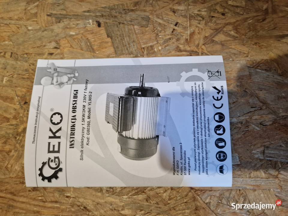 Silnik elektryczny 15KW2 230V 1 fazowy Geko