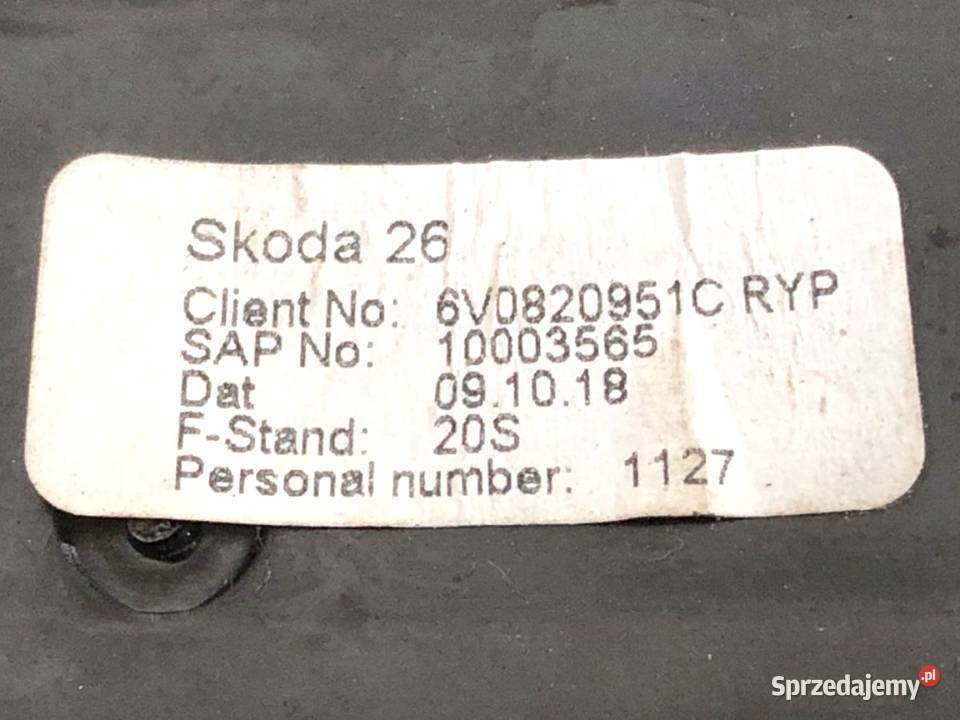 KRATKA NAWIEWU PRZÓD SKODA FABIA III 6V0820951C podkarpackie