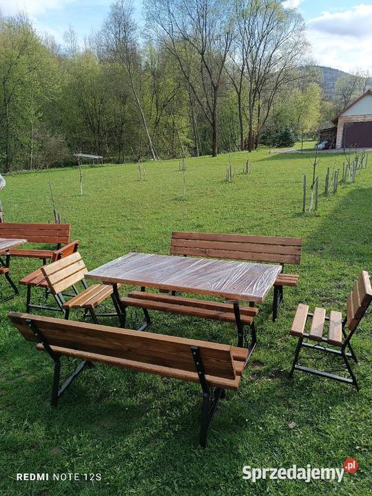 Meble ogrodowe lakierowane na metalowych nogach Zestawy mebli ogrodowych Trzebunia