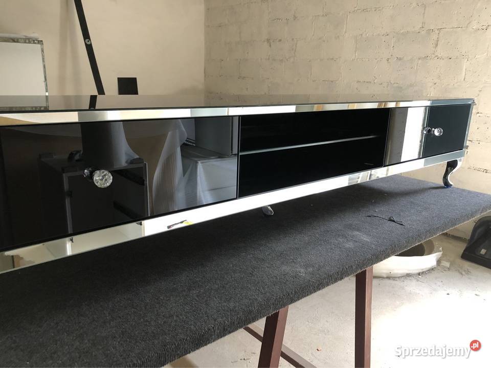 Komoda RTV czarna glamour srebrna noga Ludwik Kępno