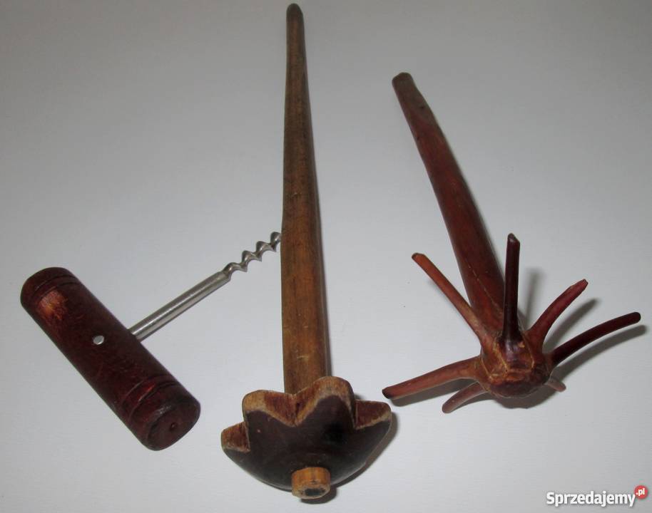 Stare przybory kuchenne ręcznie wykPRL drewno Kraków