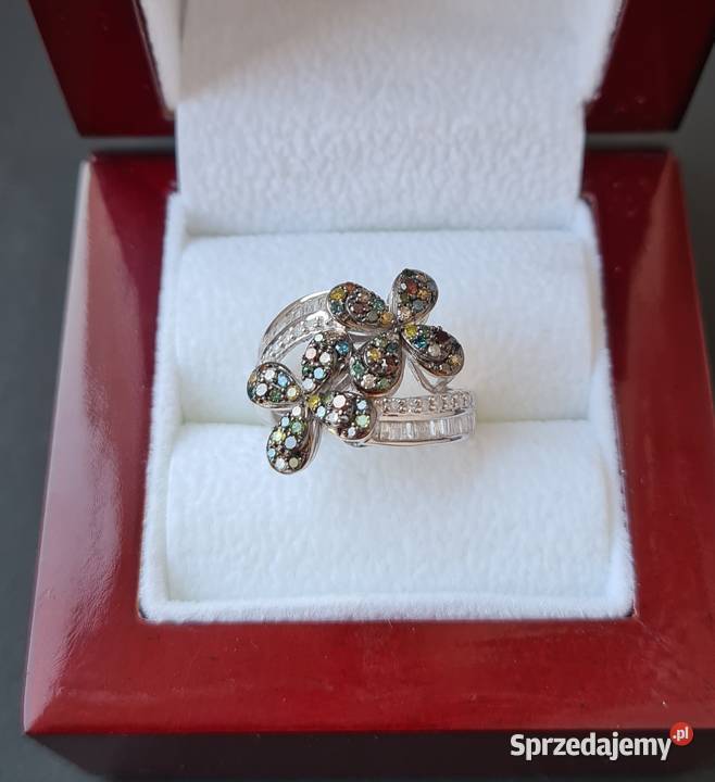 Pierścionek ze srebra 925 diamenty naturalne srebro Otwock sprzedam