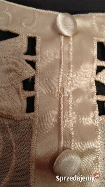 Beżowa bluzka z haftem lata 90 retro vintage Krosno