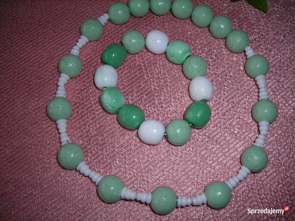 MIĘTOWO KORALE I BRANSOLETA HAND MADE sprzedam