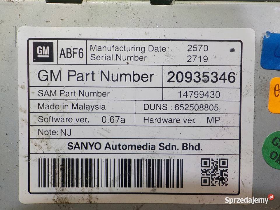 OPEL ZAFIRA C 14r 5D wyswietlacz 20935346 osobowe Suków