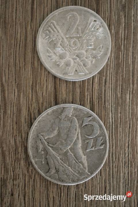 Monety obiegowe PRL 2 Jagody 1974 5 Rybak 1974 Chełmno sprzedam