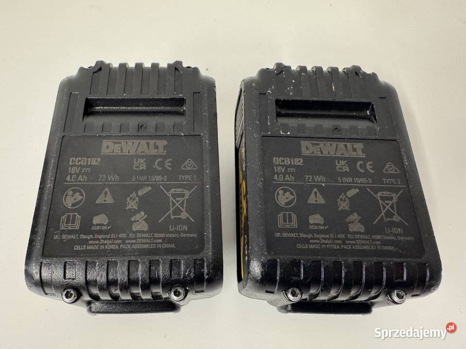 Oryginalne 2 Akumulatory Dewalt 4ah DCB182 Lesieniec