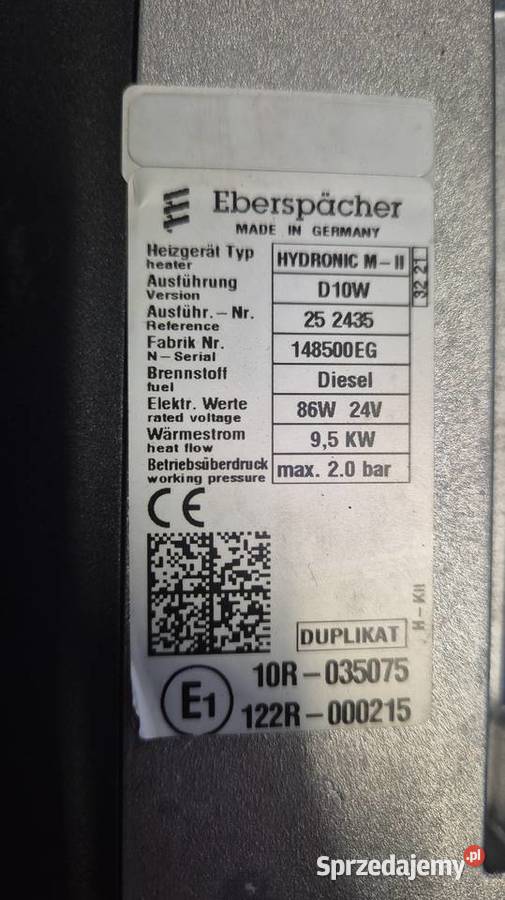 Nowe Webasto Ogrzewanie Eberspacher Hydronic MII