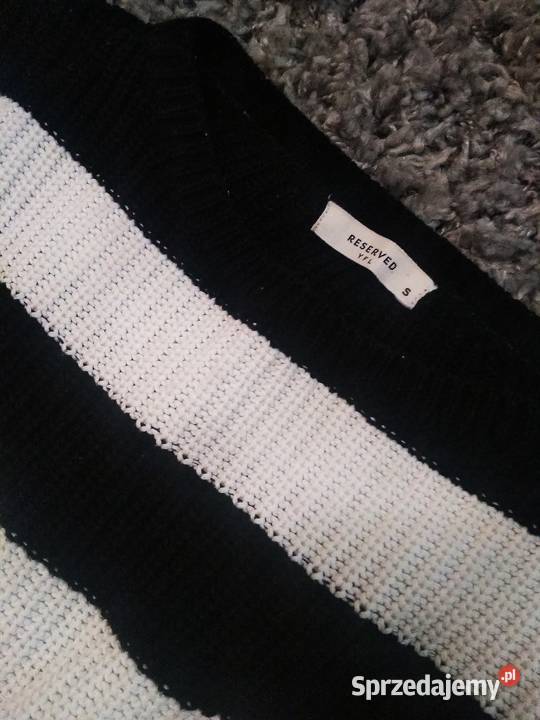 Reserved Sweter Pudełkowy Biało Czarne Pasy S M Warszawa sprzedam