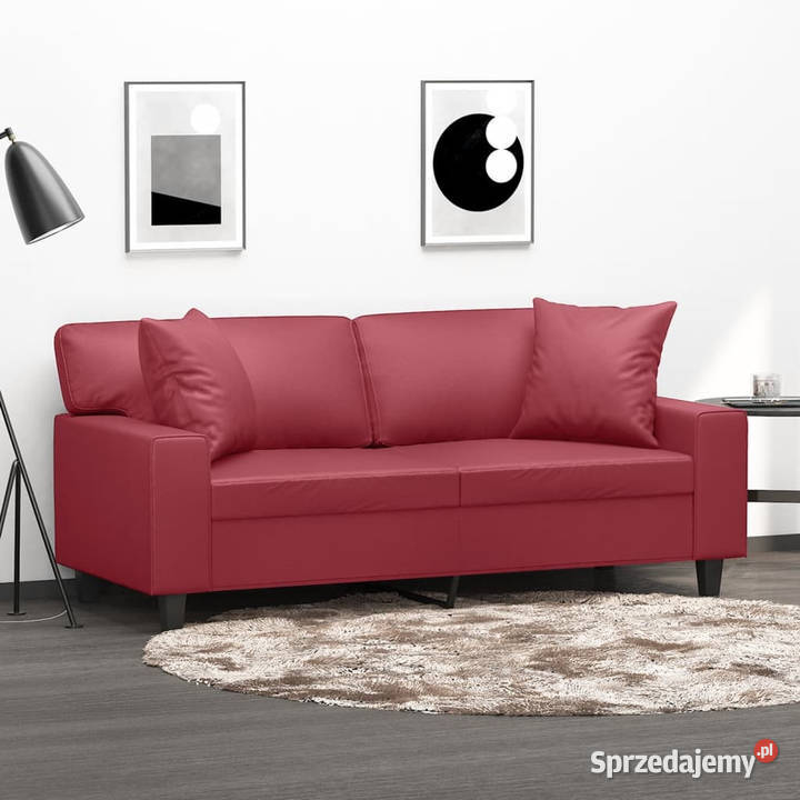 2os sofa z poduszkami winna czerwień 140 Sofy i kanapy Warszawa