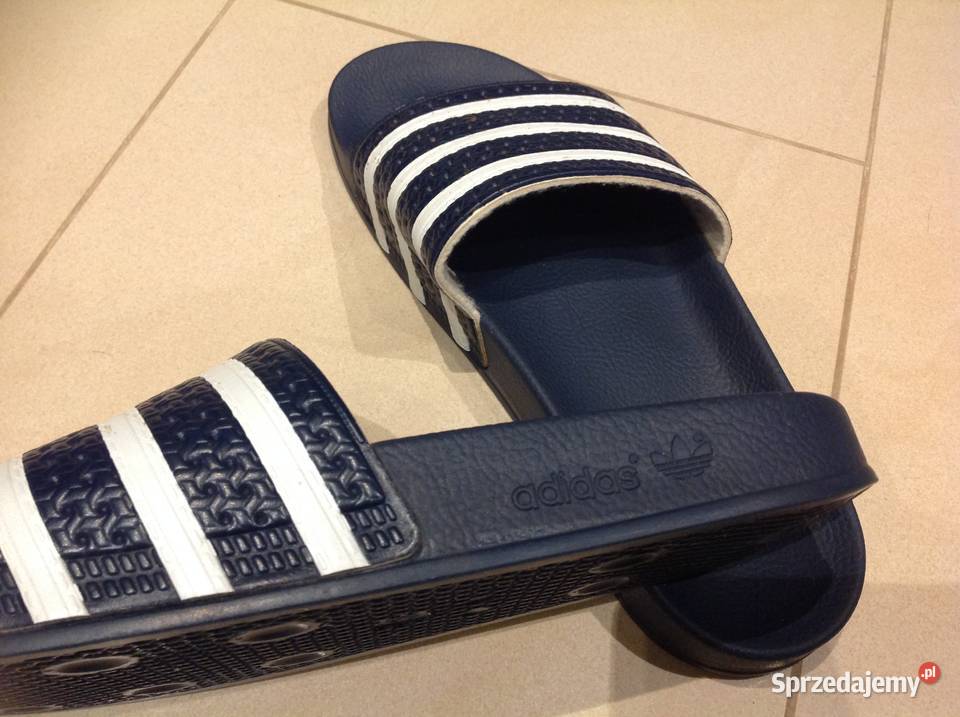 Adidas Klapki Granatowo Białe Męskie 10 44 44 23 Adidas Nowa Sól