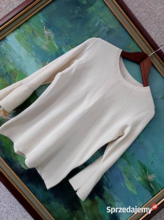wyjątkowy merino zjawiskowy sweter śmietankowy Rozmiar 40(L)