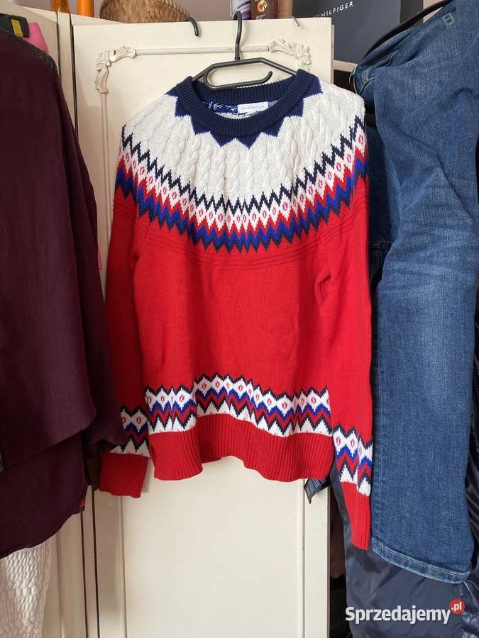 Sweter świąteczny wzór Chapter Club warkoczowy niebieski Kraków