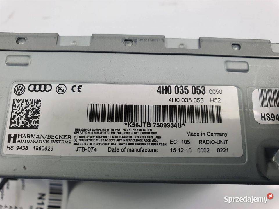 MODUŁ AUDI A8 D4 PRZED LIFT 4H0035053 Lipno