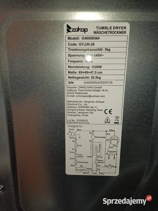 Suszarka do ubrań wolnostojące Pralki i suszarki AGD Koszalin