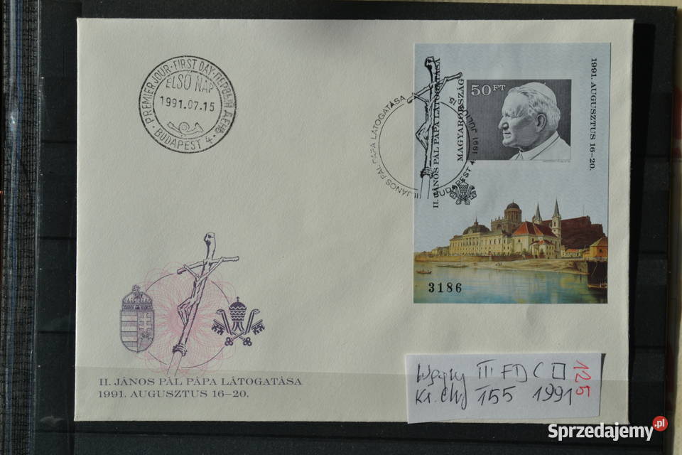 Znaczki Papież Jan Paweł II Węgry III FDC Cięty Sobótka sprzedam