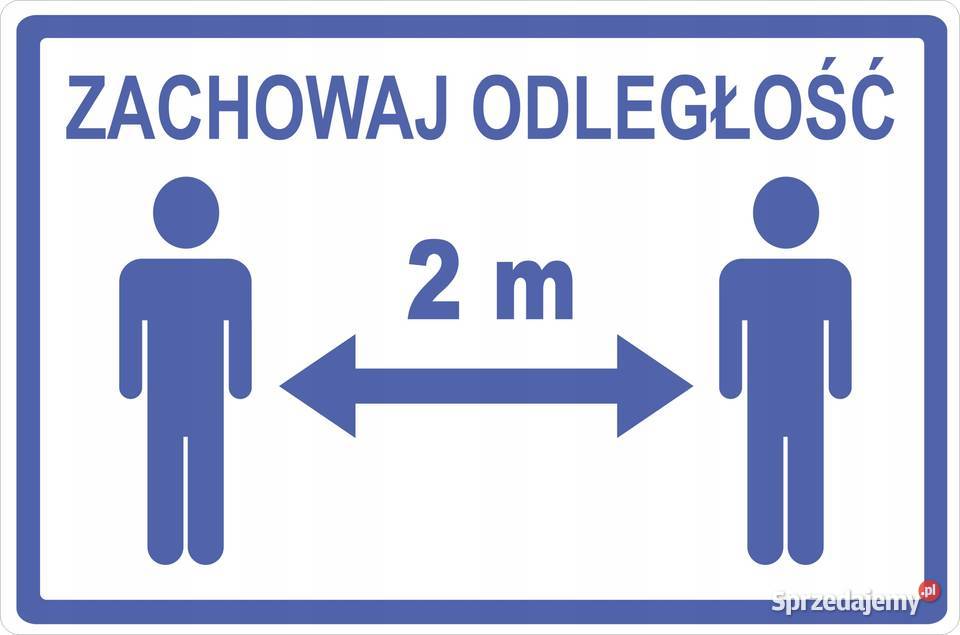 Naklejka zachowaj odległość 30x20 witryna szyba Kamionna sprzedam