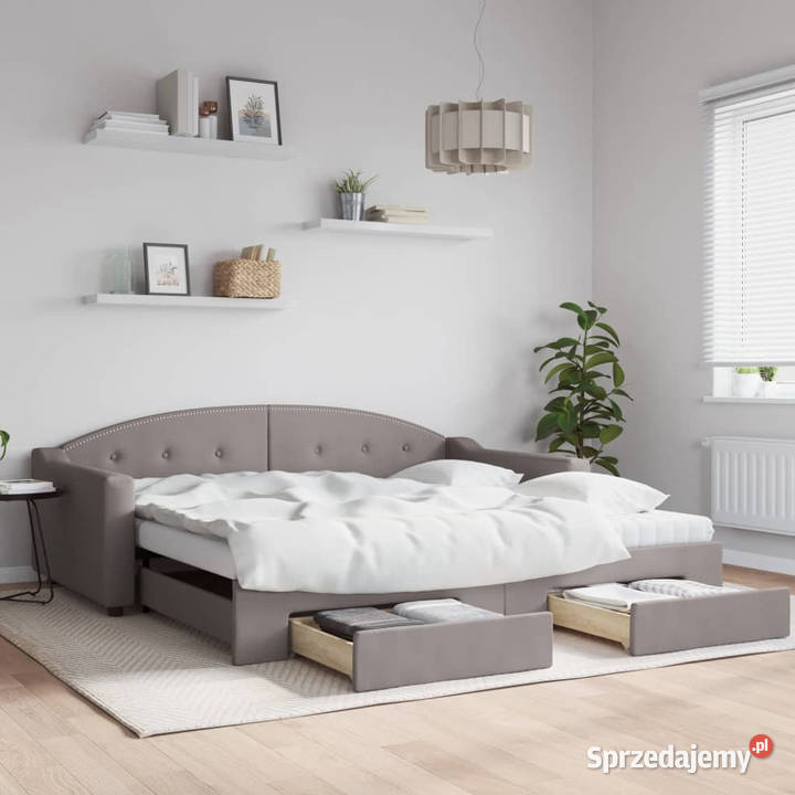 Sofa rozsuwana z szufladami taupe tkanina Warszawa