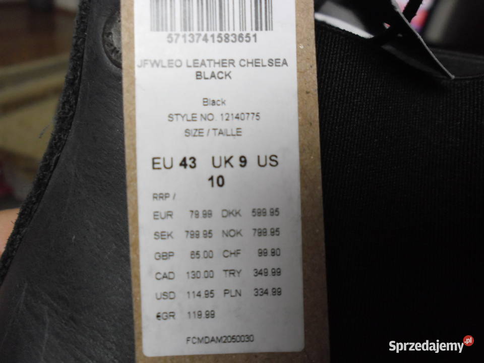 JACK JONES SZTYBLETY MĘSKIE CZARNE SKÓRA Jasło