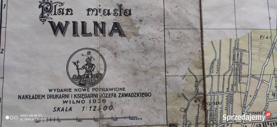 Plan mapa Wilna Wilno 1936r Białystok sprzedam
