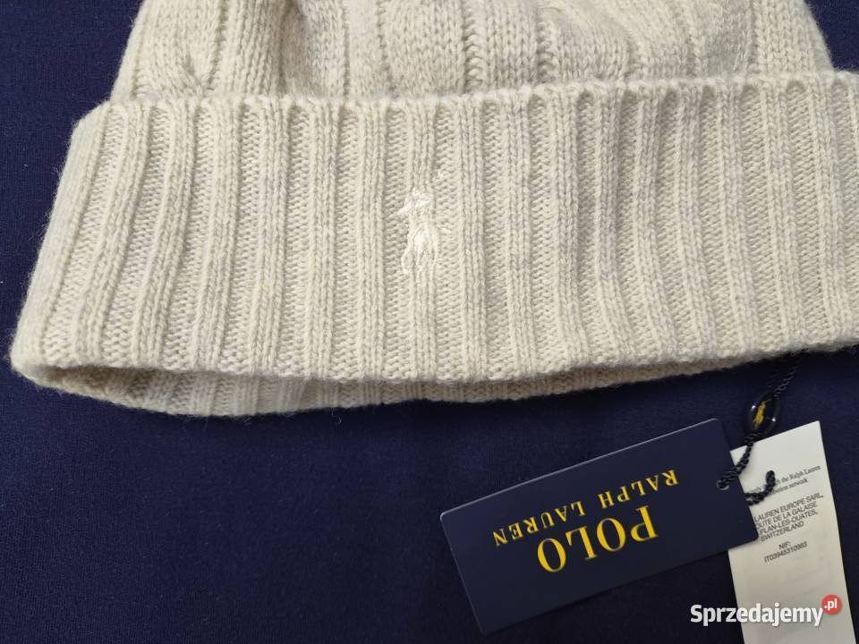 Nowa beżowa czapka bawełniana Polo Ralph Lauren Nakrycia głowy Bibice
