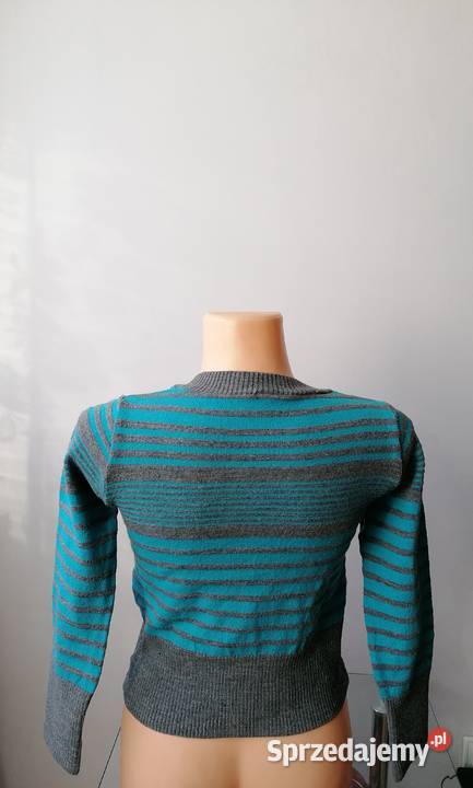 DAMSKI KRÓTKI SWETER W PASY MODENA RUNIWERSALNY Łódź