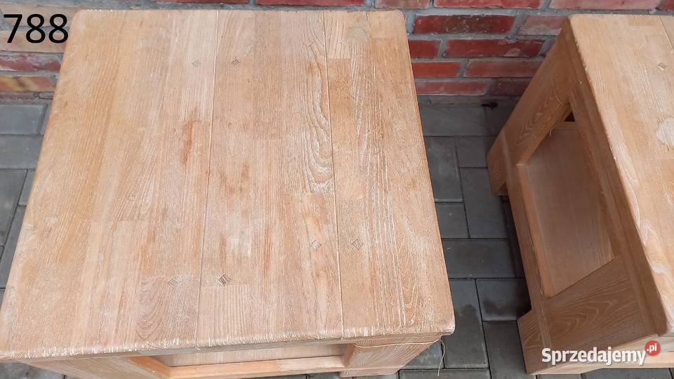 Stolik drewniany kawowy kwadratowy z półką 2 zachodniopomorskie Gawroniec sprzedam