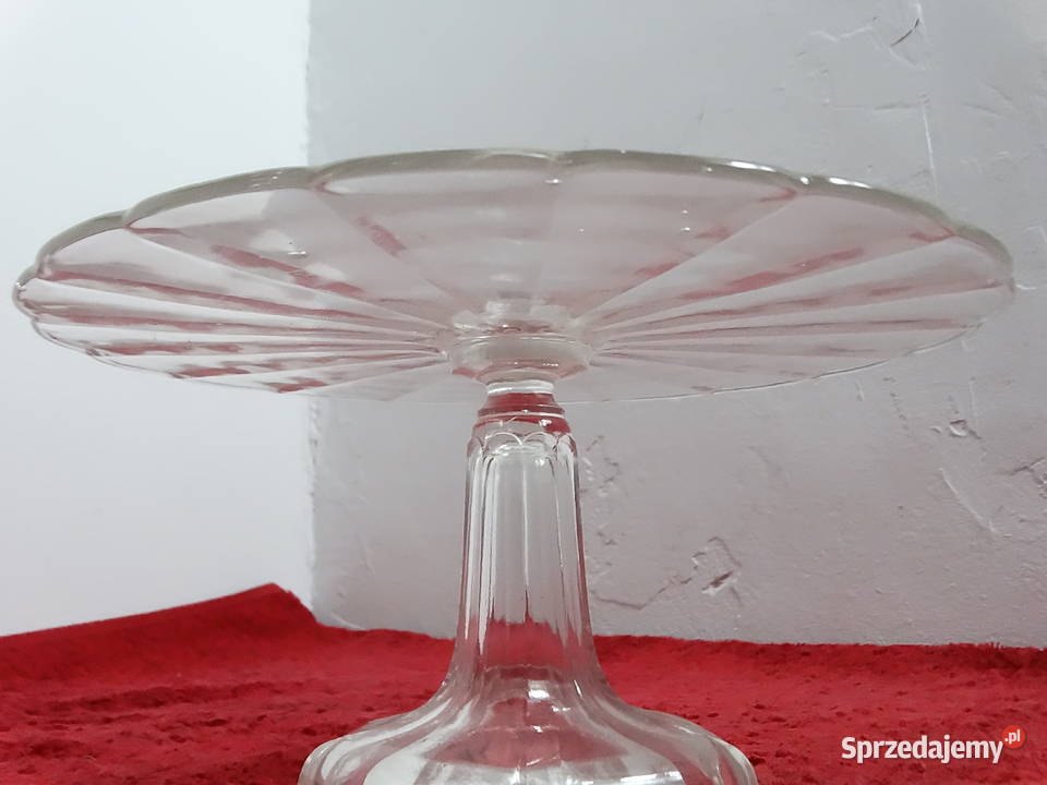 Szklana Patera na Ciasto Owoce Vintage Biłgoraj