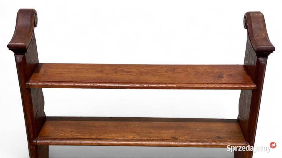 Stary rzeźbiony regał dębowy stojący 3 poziomy Gryfice