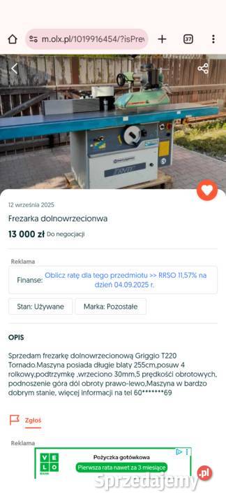 Frezarka dolnowrzecionwa dolnośląskie Legnickie Pole