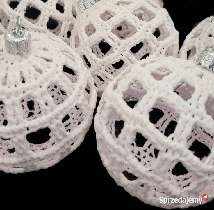 Bombki choinkowe ręcznie wykonane 6 biały Krzywaczka