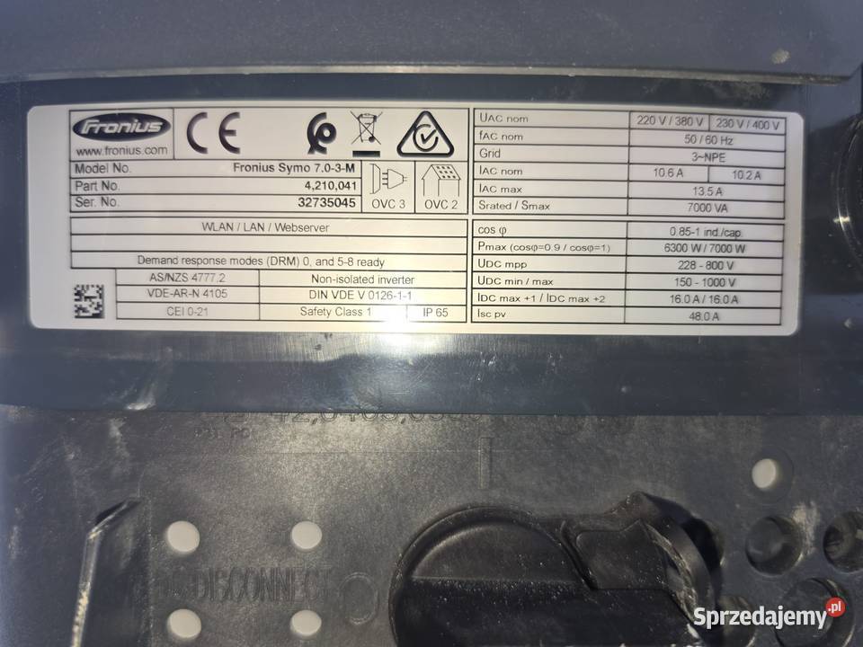 Sprzedam Używany falownik Fronius Symo 703M stan Lubartów
