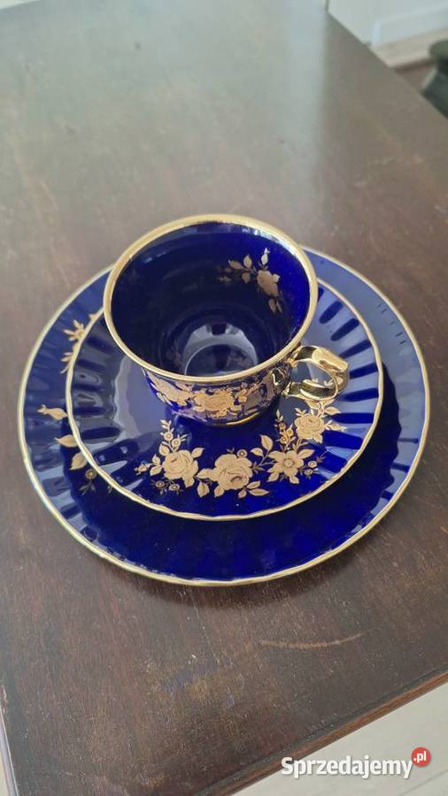 Stare Trio Kobaltowe Wunsiedel Porcelana 24k Warszawa