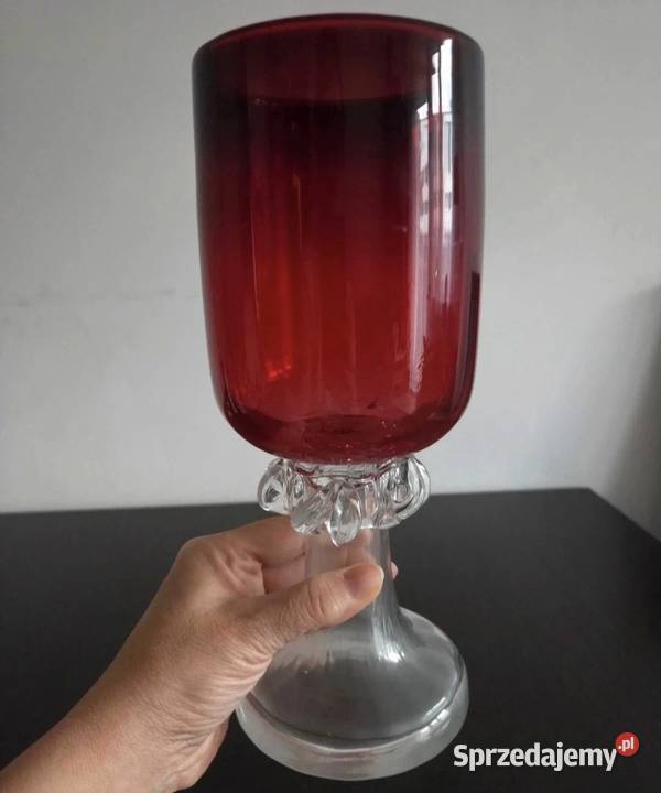 Kielich puchar szkło vintage PRL Poznań