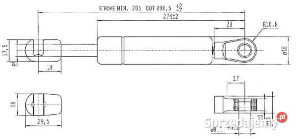 Sprężyna gazowa L4985 mm 250N Stabilus CA5799CU Kamionna